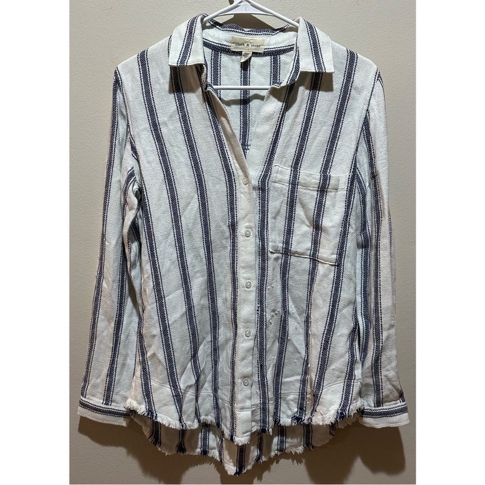 Cloth & Stone Women's Woven Striped Button Up‎ Shirt Size XS